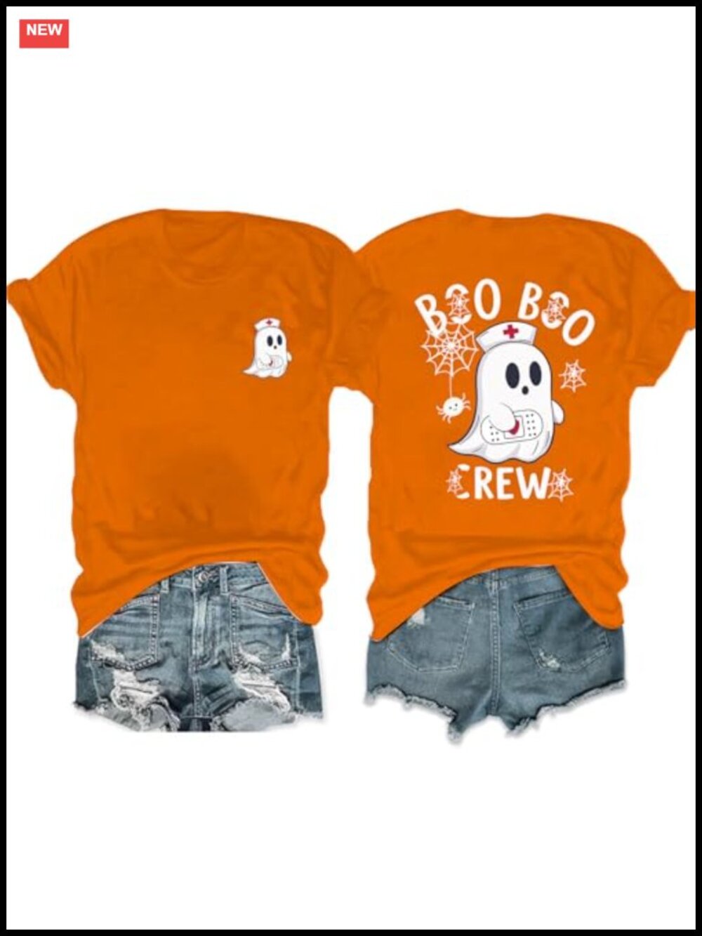 Ghost Nurse Halloween Shirt Women Funny Pumpkin Tee Short Sleeve Crew Neck